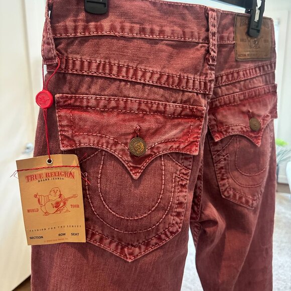 NWT TRUE RELIGION Ricky Big T Overdye ASSD Crimson Jean | Size 30W, 30 Length - Picture 8 of 16